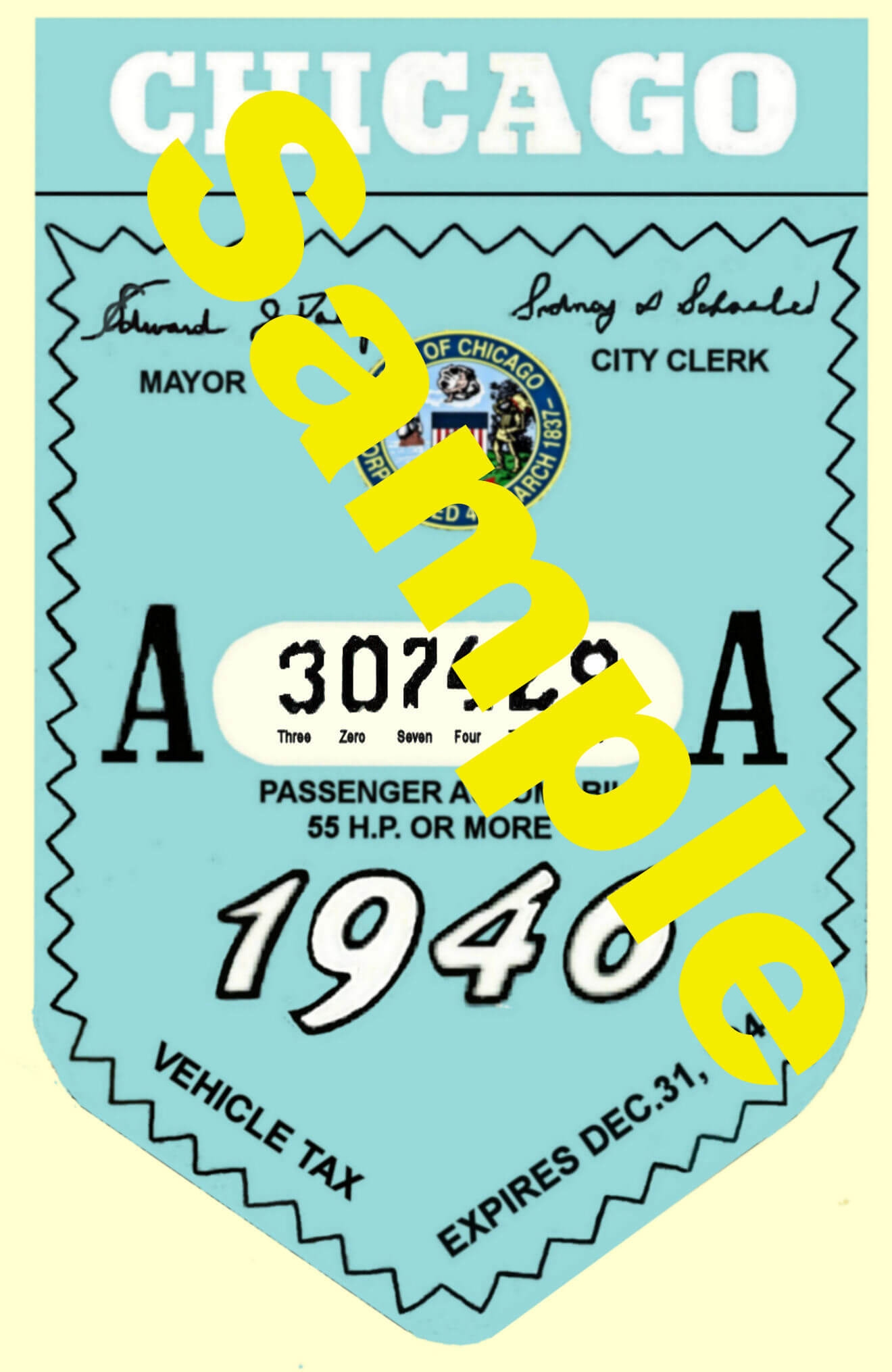 (image for) 1946 IL tax reistration sticker CHICAGO